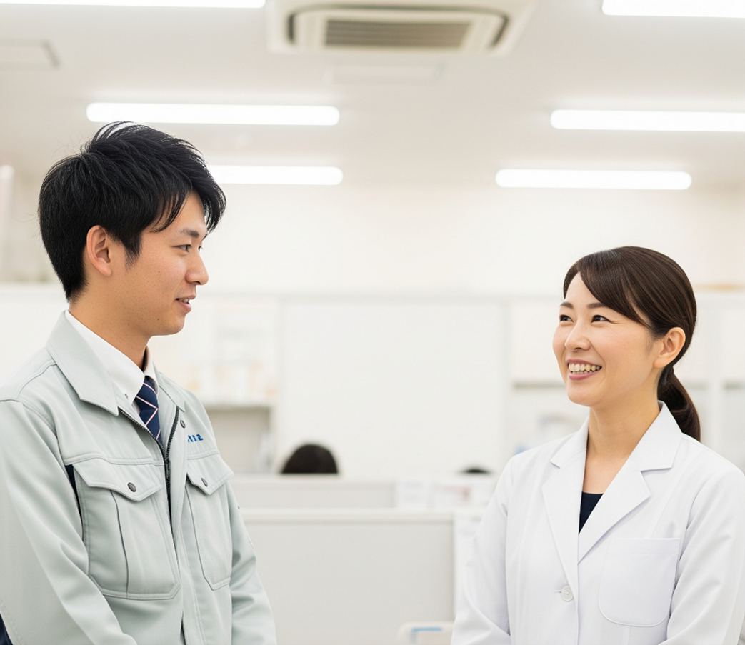 笑って話す女医と作業着男性_AI.png